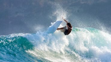 Advanced surfer on a surfboard in Bali